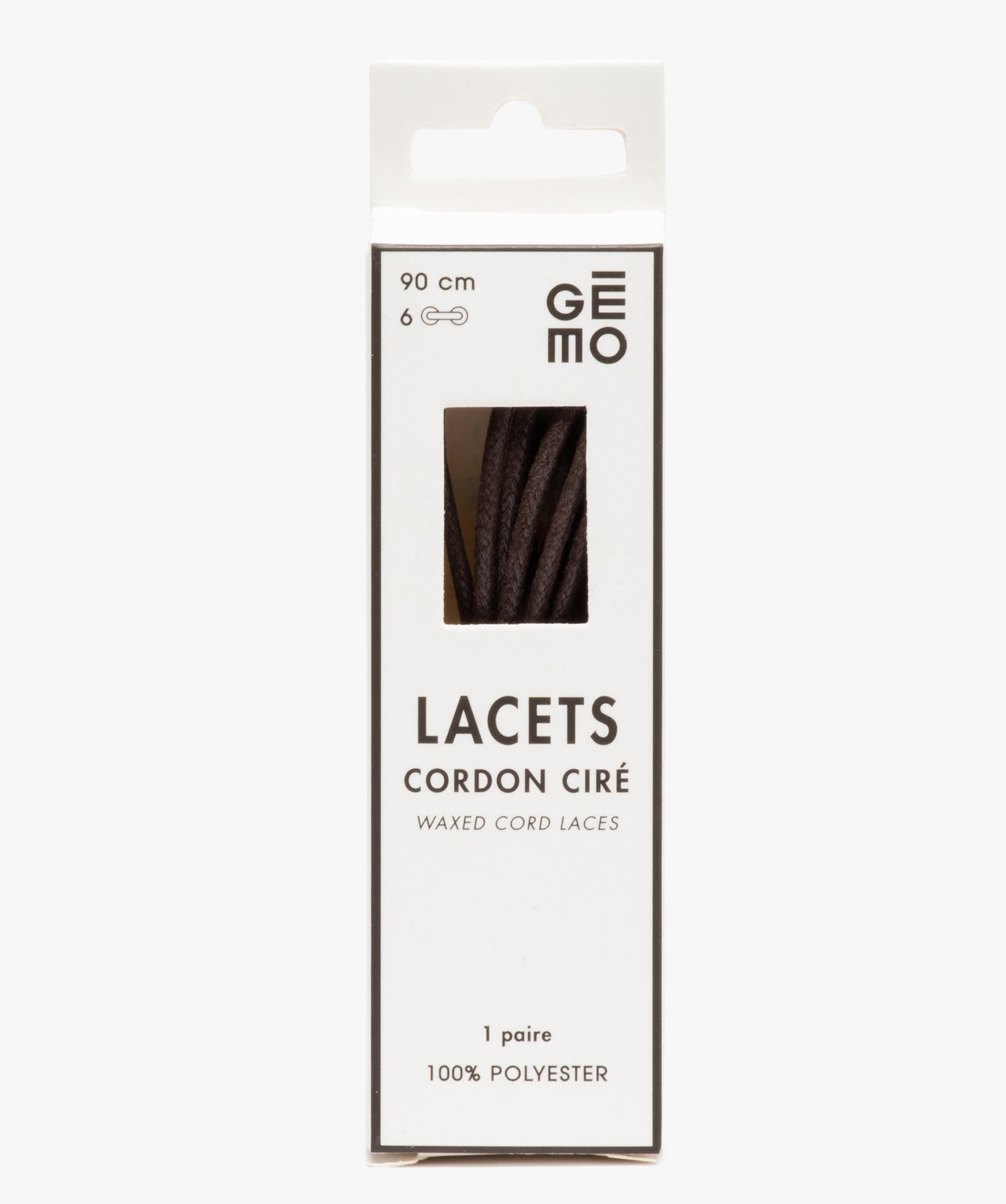 Lacets ronds en coton ciré uni 90 cm (lot de 2) marron | GEMO