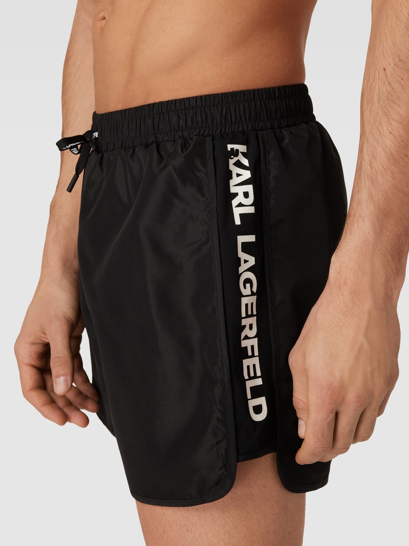 Badehose mit Logo-Print in schwarz