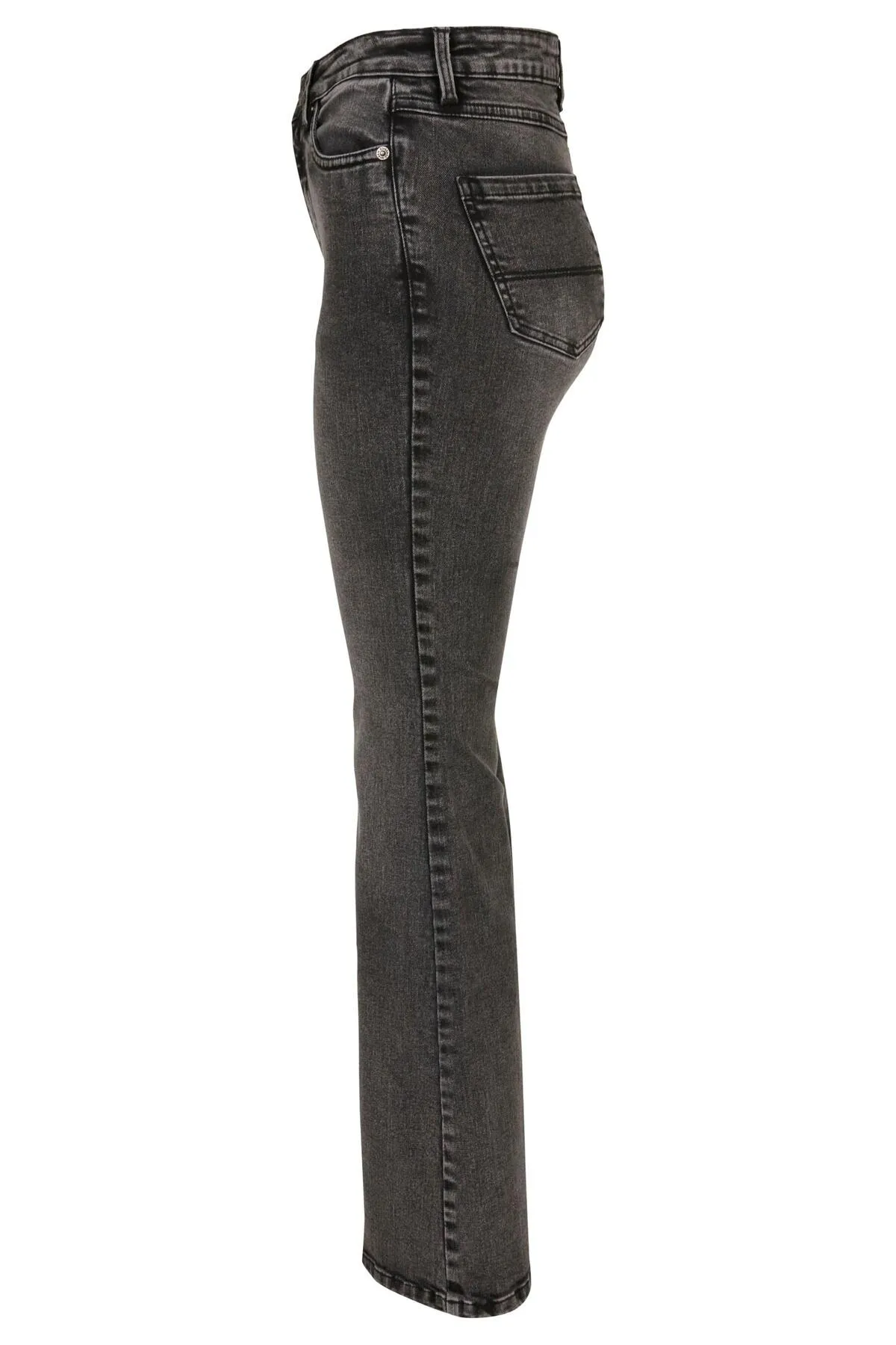 Urban Classics  Damen Jeanshose mit hoher Taille und ausgestelltem Bein
