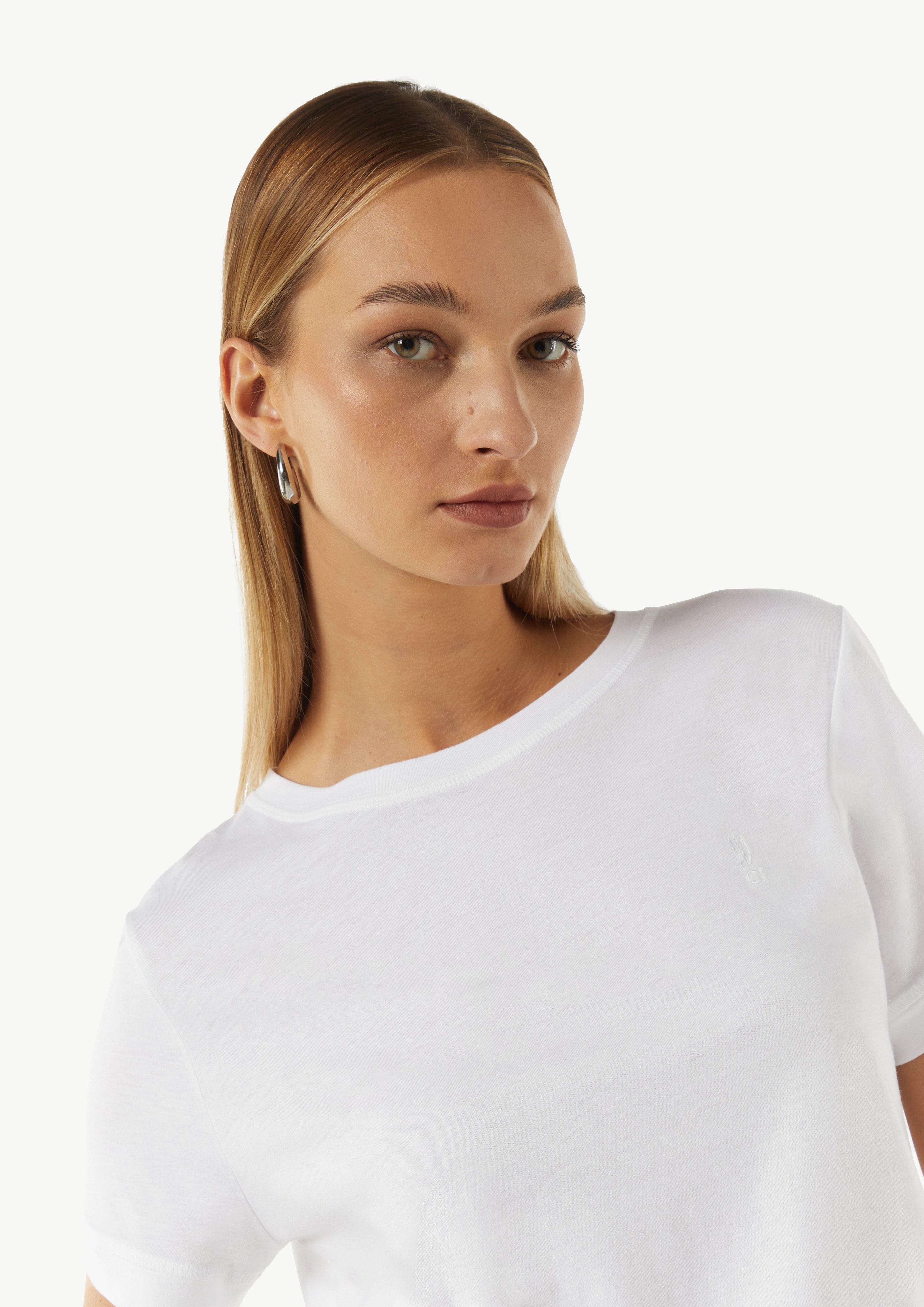 T-Shirt aus Jersey mit Logo-Detail - weiß