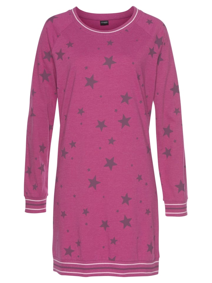 VIVANCE DREAMS Sleepshirt in bordeaux-gemustert günstig kaufen