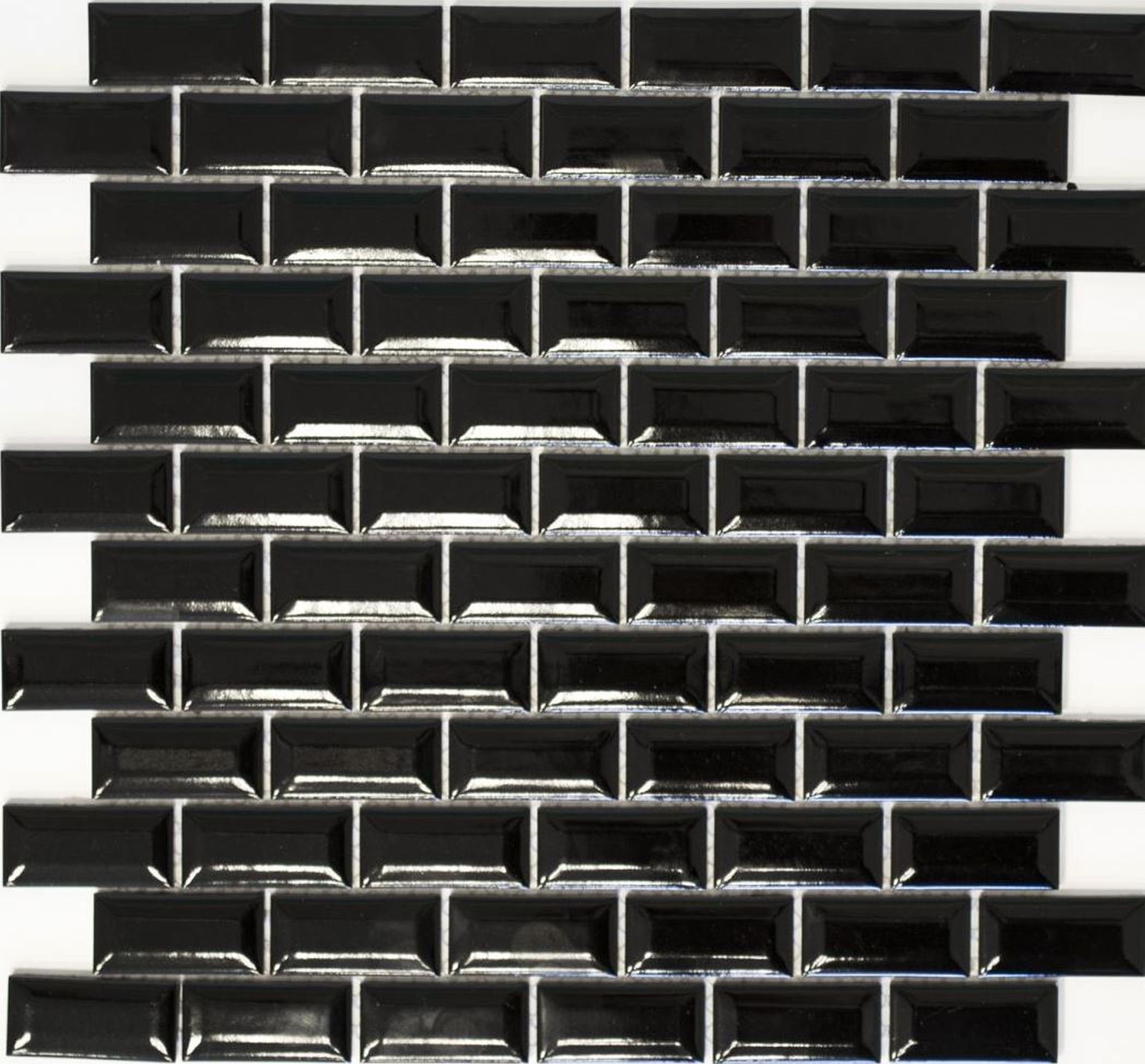 Mosani Mosaikfliesen Mini Metro Mosaik Schwarz Facette Mosaikfliese Keramik Küche