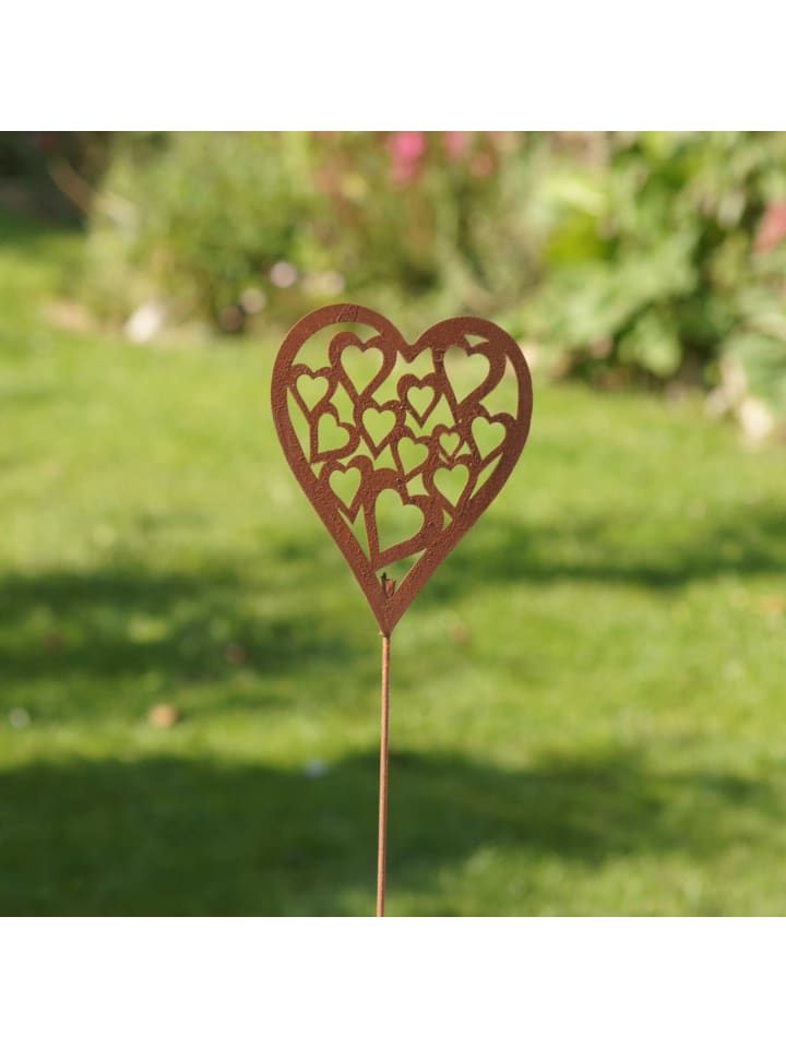 UNUS Gartenstecker Rost Herz mit Herzmuster in Braun günstig kaufen
