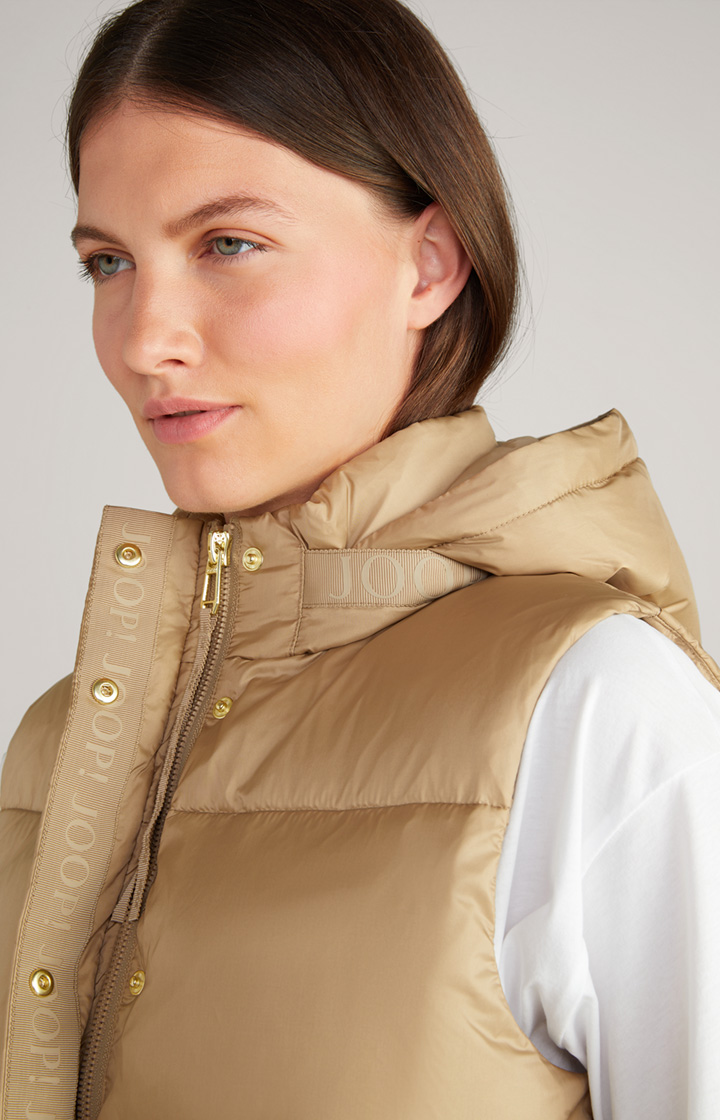 Nylon-Steppweste in Beige