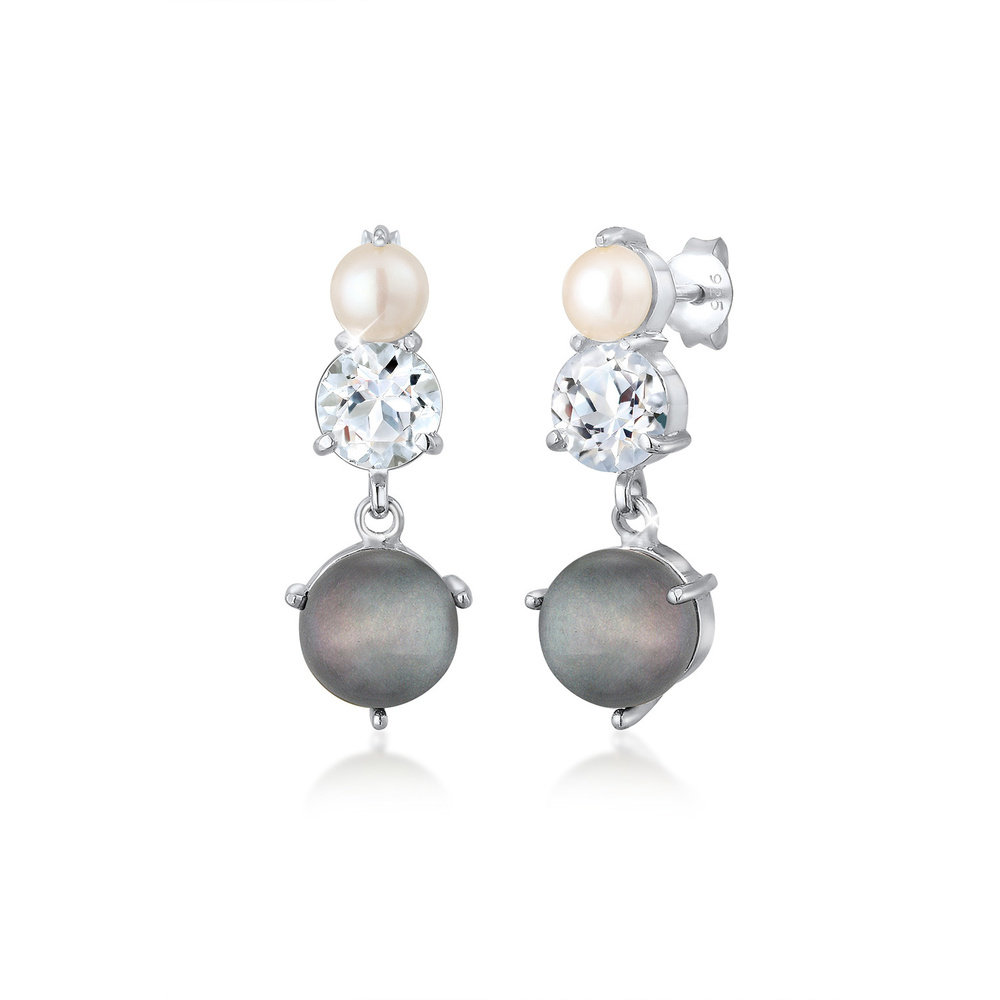 Elli PREMIUM Elli PREMIUM Boucles d'Oreilles Femme Pendentif Glamour avec Pierre Topaze et Per Boucles d'oreilles