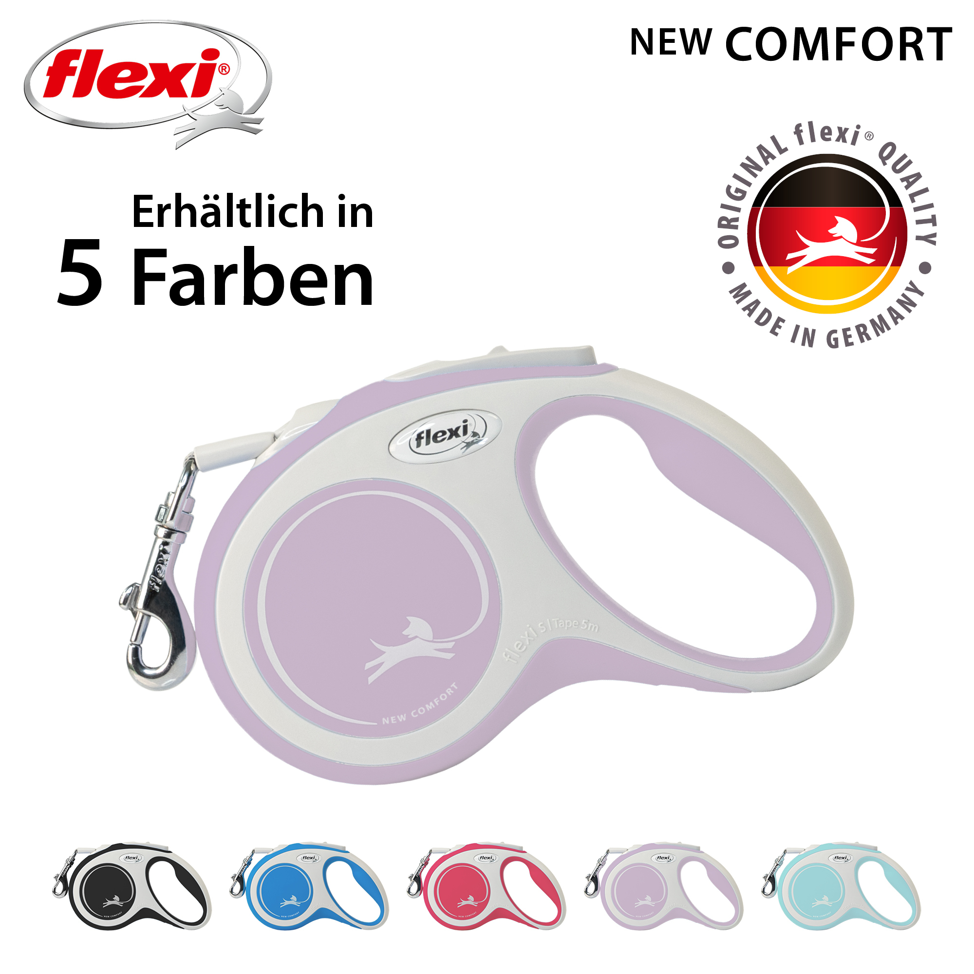 Flexi Hundeleinen Flexi New Comfort Gurt rosa S, 5 m, 15 kg