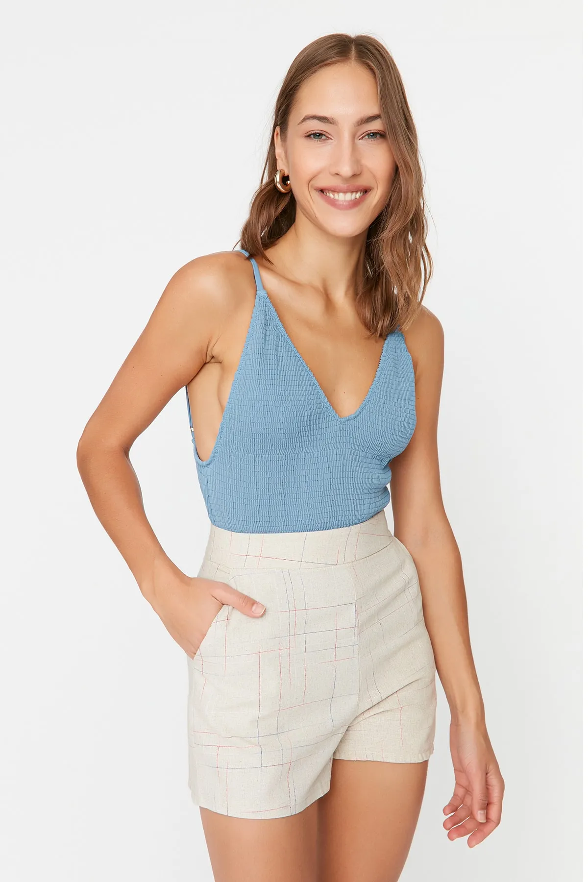 Trendyol Collection  Shorts - Grau - Mittlerer Bund
