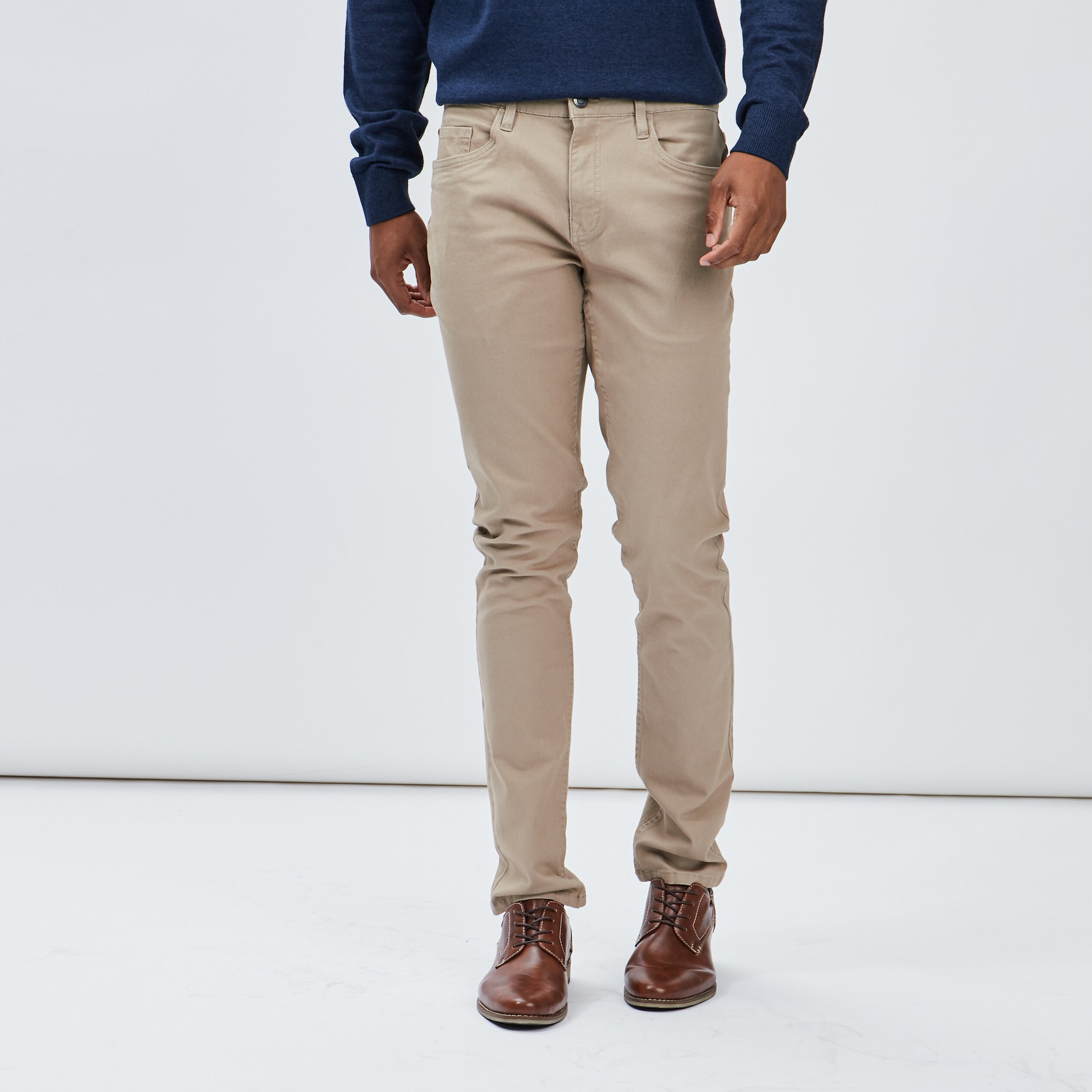 Pantalon droit en coton sable homme | La Halle