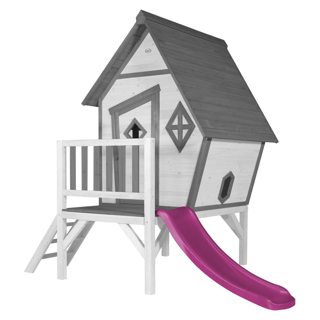 AXI Cabin XL Spielhaus Grau/weiß - Lila Rutsche
