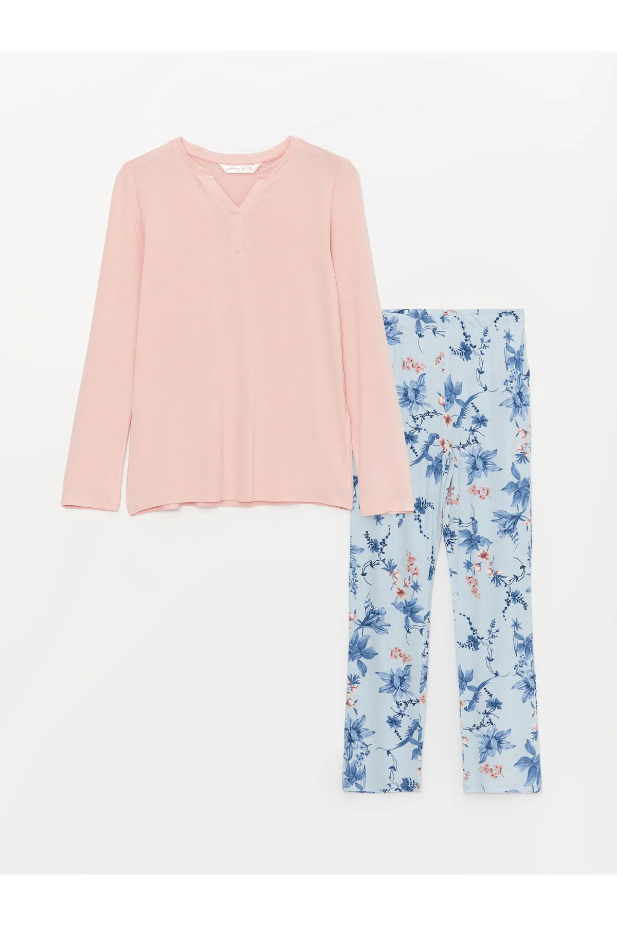 LC Waikiki  Damen-Pyjama-Set mit lockerem Kragen, einfarbig, langärmelig