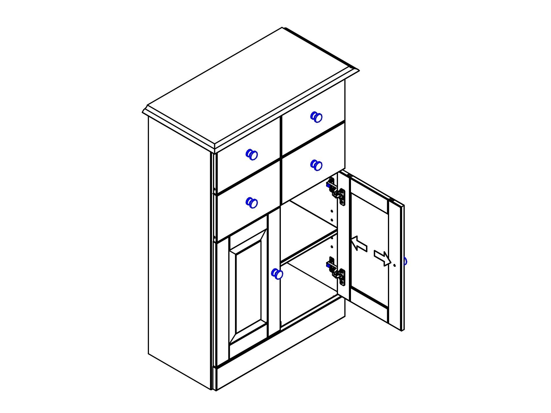 loft24 Badkommode Rico, 2 Türen+4 Schubladen, FSC®-zertifizierte Kiefer im Landhausstil