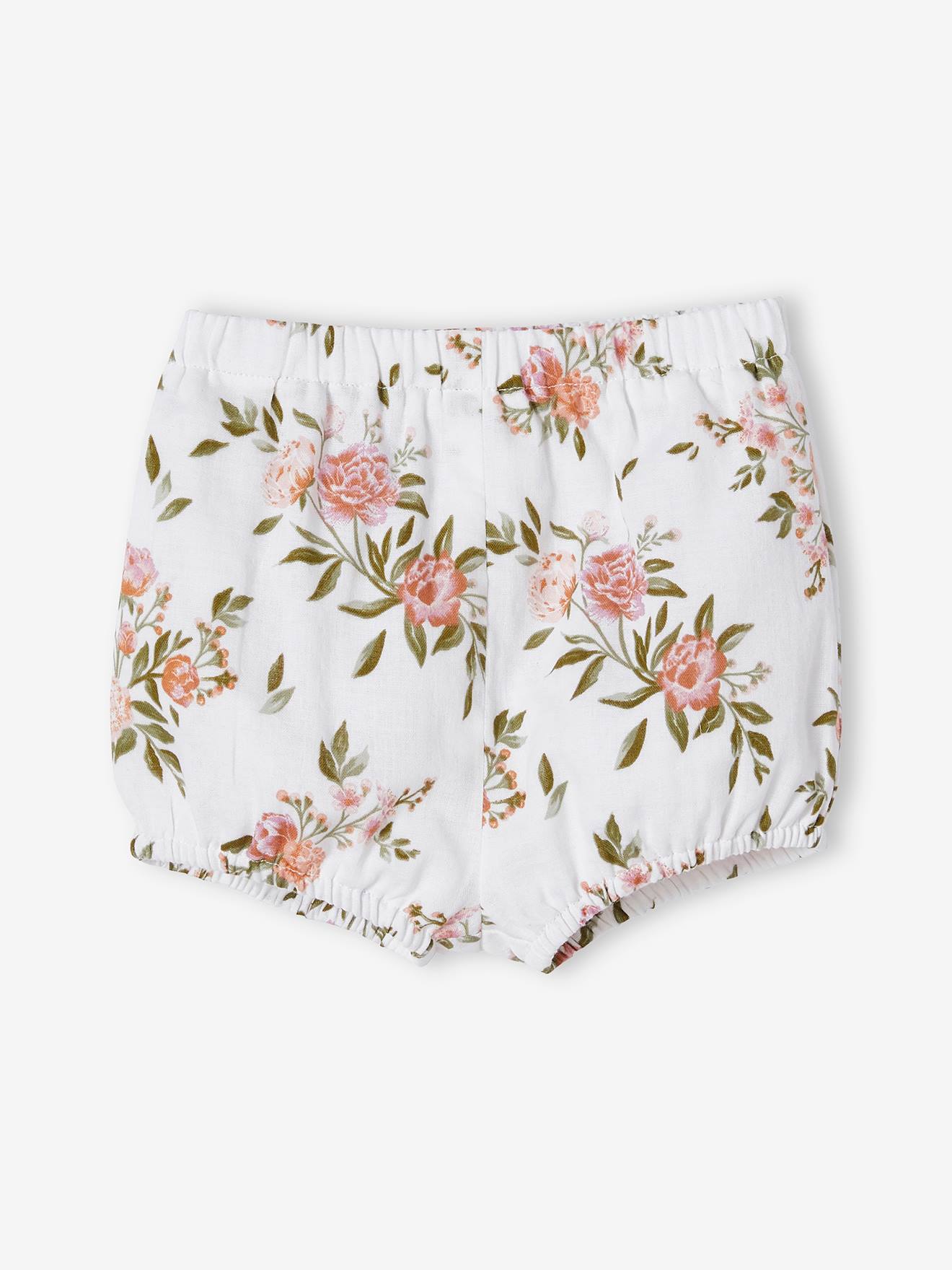 Vertbaudet Baby-Set: Kleid, Spielhose & Haarband - weiß