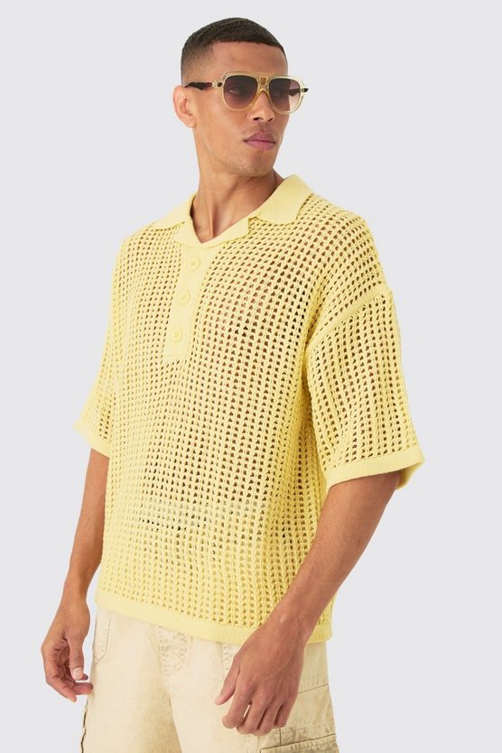 Oversize Strick-Poloshirt