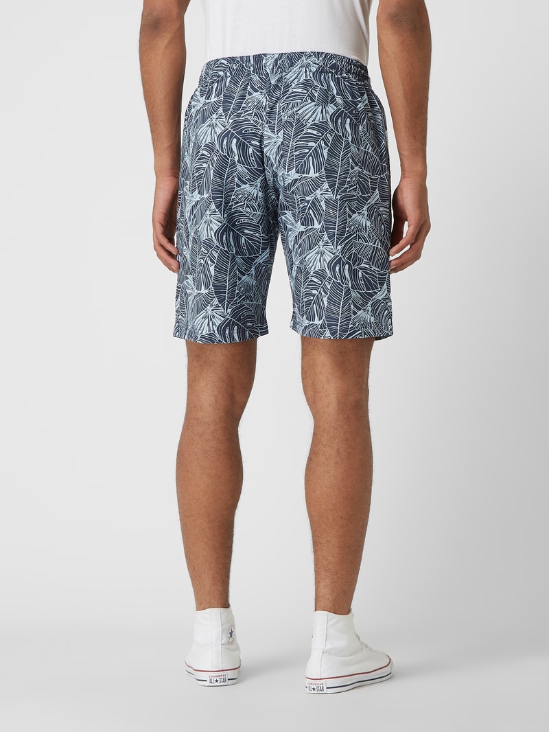 Shorts mit floralem Allover-Muster in marineblau
