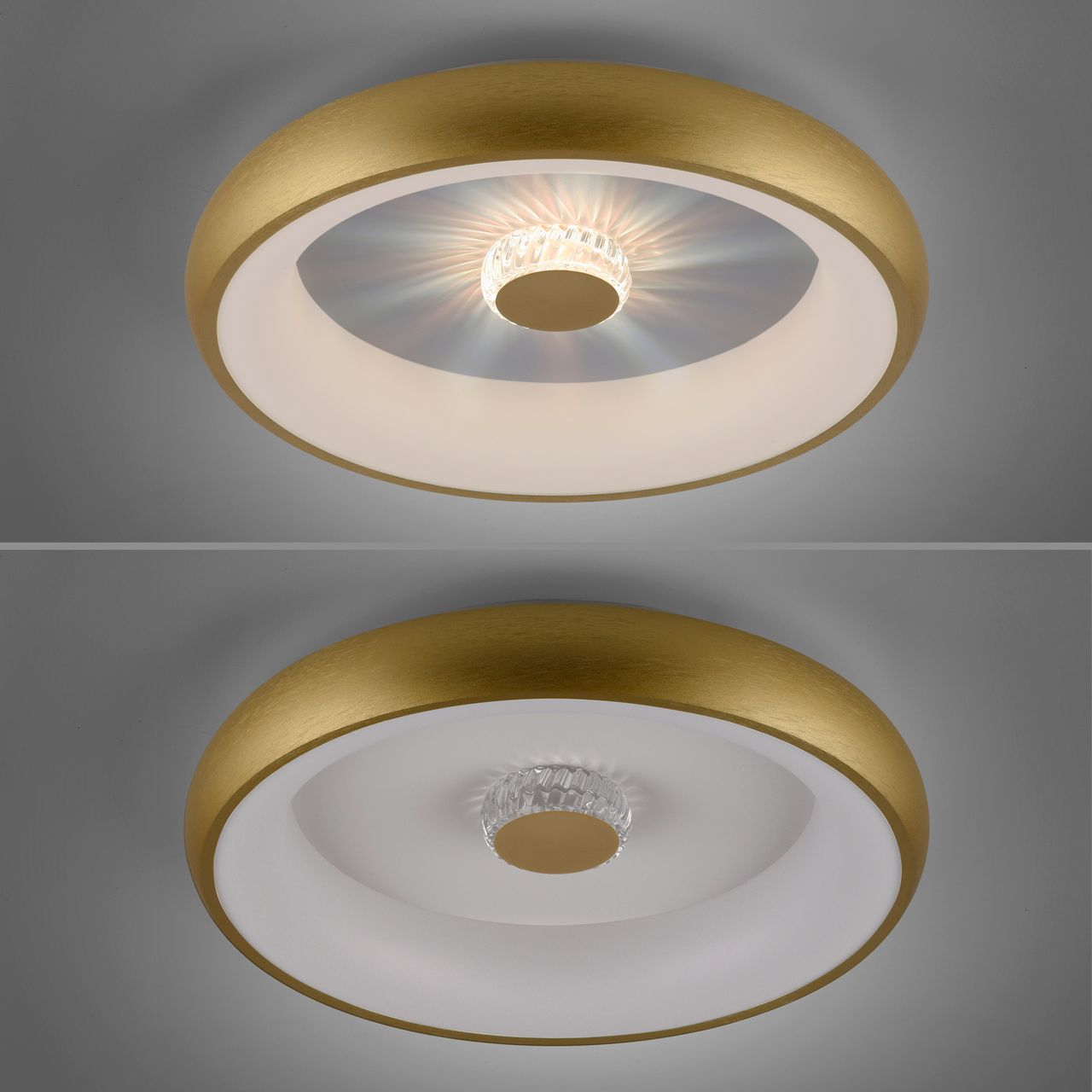 JUST LIGHT LED Deckenleuchte VERTIGO, CCT, dimmbar, Fernbedienung, Ø46,5 cm, Kristall-Effekt