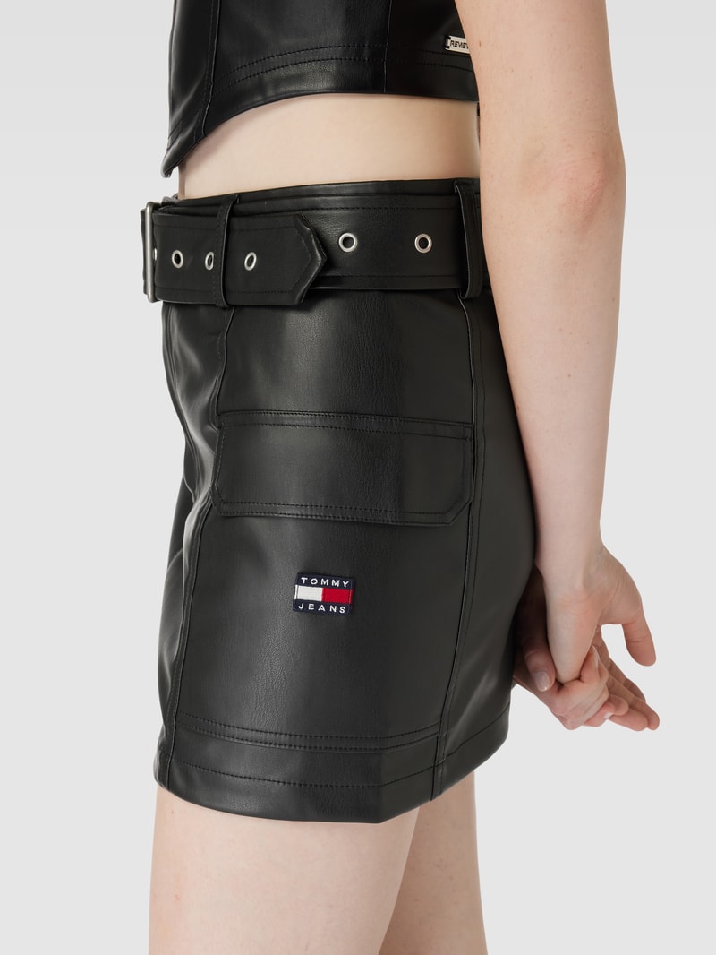 Minirock in Leder-Optik Modell 'PLEATHER' in schwarz