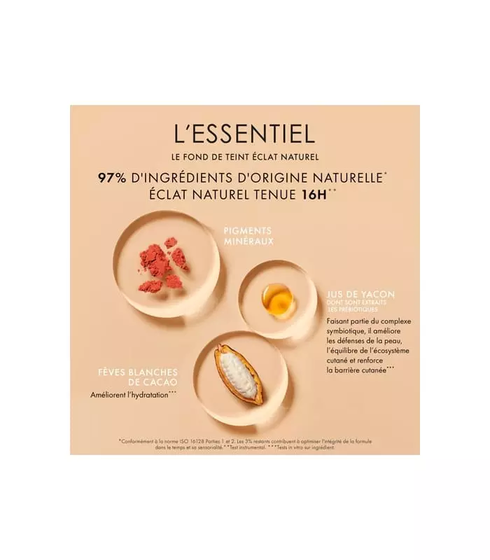 L'ESSENTIEL Fond de teint éclat naturel tenue 16h - IP 20