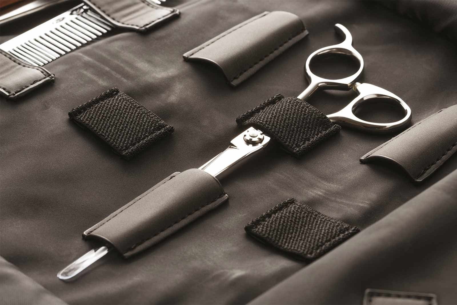 Kosmetex Kosmetikkoffer Barber Bag Scherentasche Friseur, schwarz, Faltbare Friseur Tasche