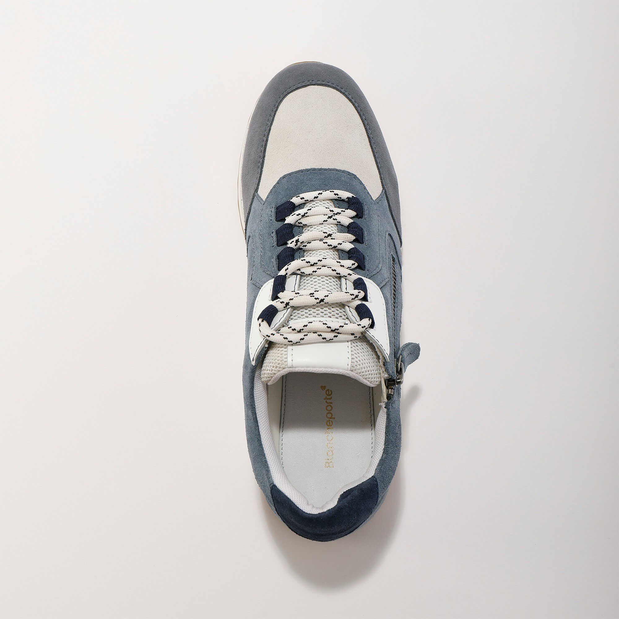 Baskets sneakers cuir, empiècements fantaisie contrastés
