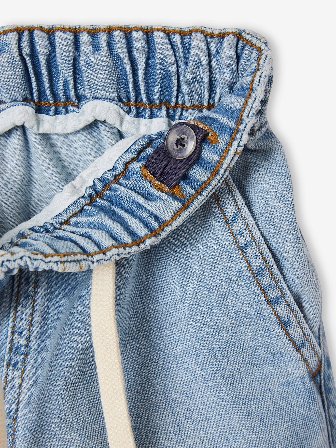 Vertbaudet Weite Jungen Jeans mit Schlupfbund Oeko-Tex - grauer denim