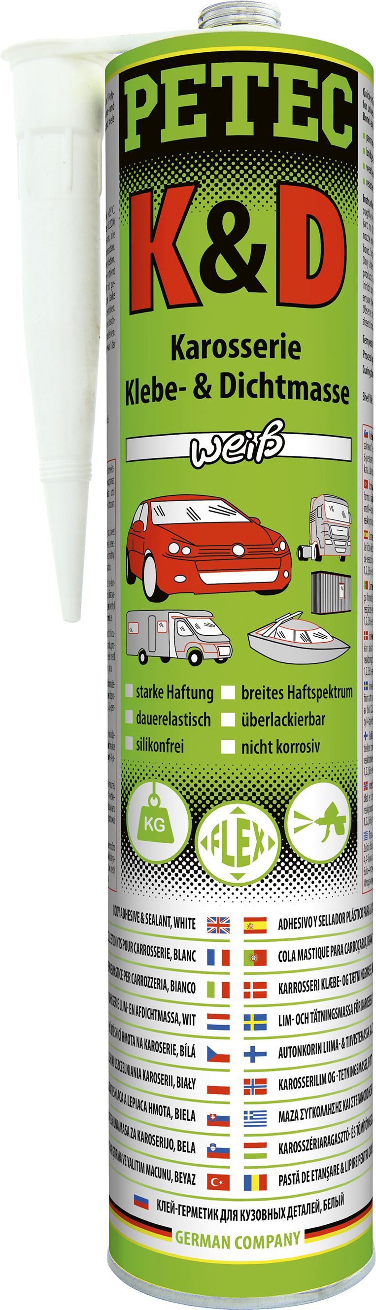 K&D Karosserie Klebe- und Dichtmasse, weiß, 310 ml, Petec - ATU