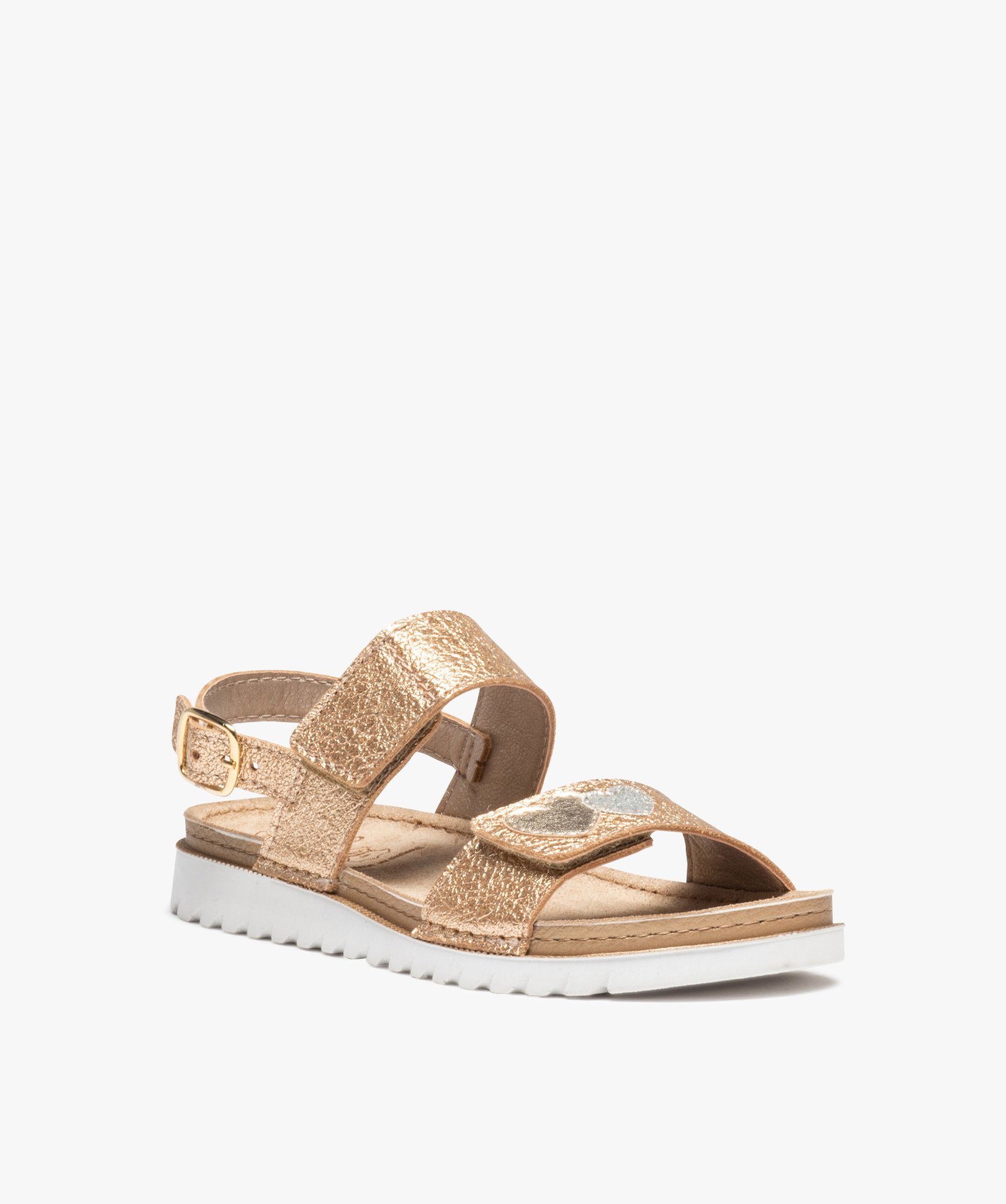 Sandales fille à brides irisées avec scratch or | GEMO
