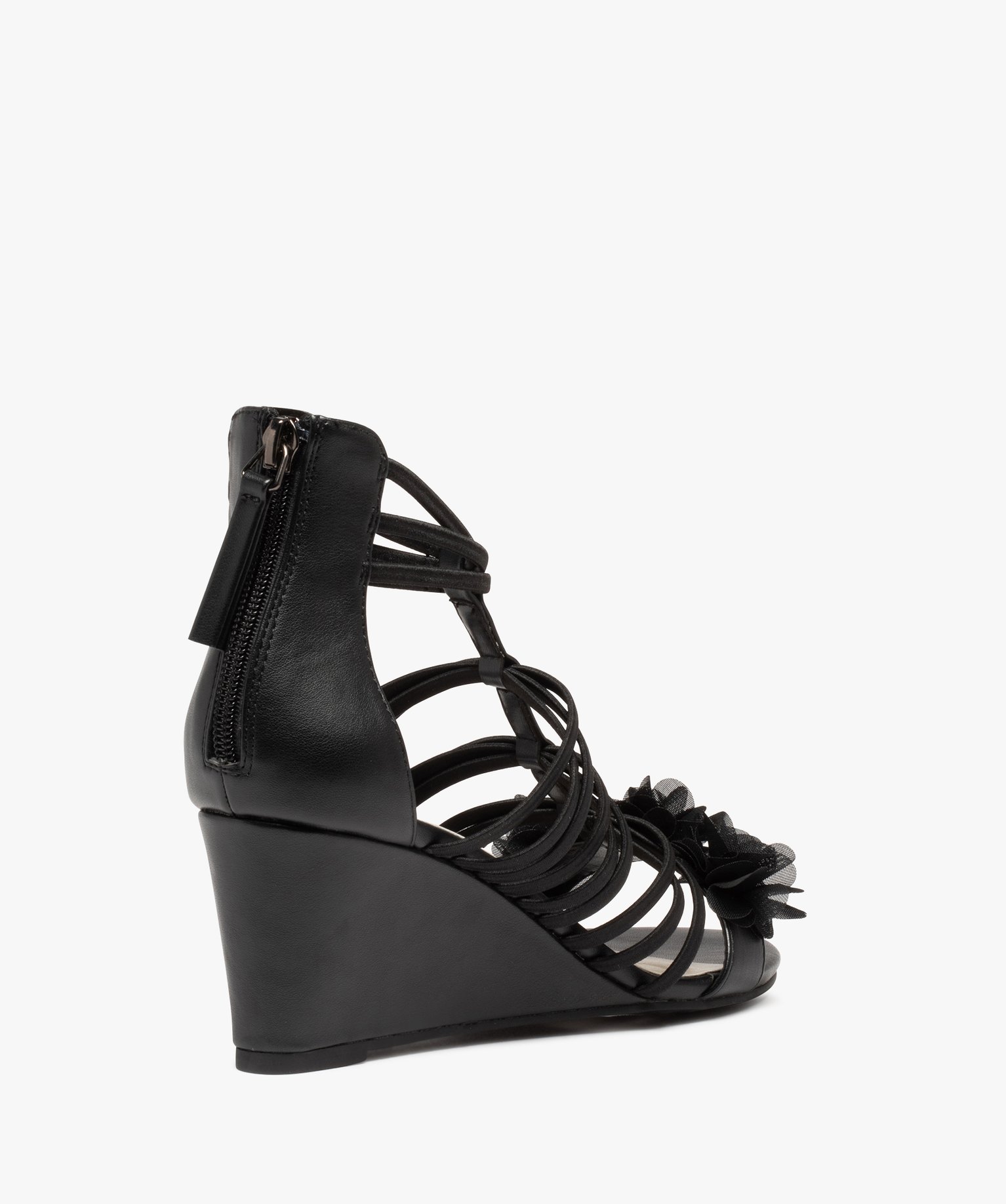 Sandales femme compensées avec contrefort fermé noir | GEMO