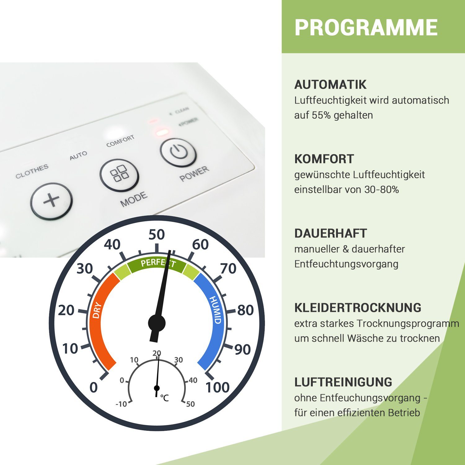 alfda Luftentfeuchter AEF1200, für 62 m³ Räume, Entfeuchtung 12,00 l/Tag, Tank 2,50 l, Automatikprogramm, bis 25 m², Drainageanschluss, gegen Feuchtigkeit