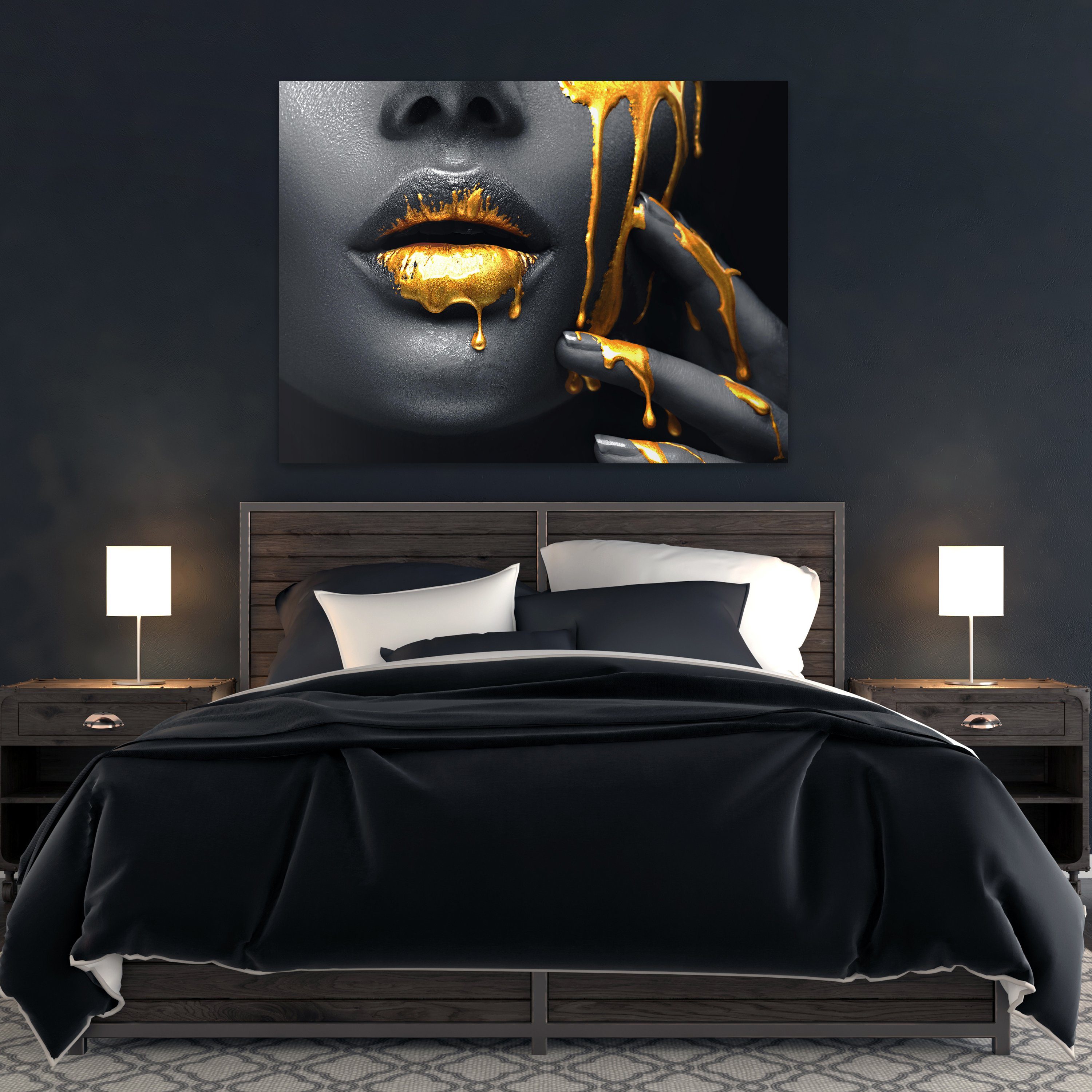 wandmotiv24 Leinwandbild Frauen Lippen, Lippen (1 St), Wandbild, Wanddeko, Leinwandbilder in versch. Größen
