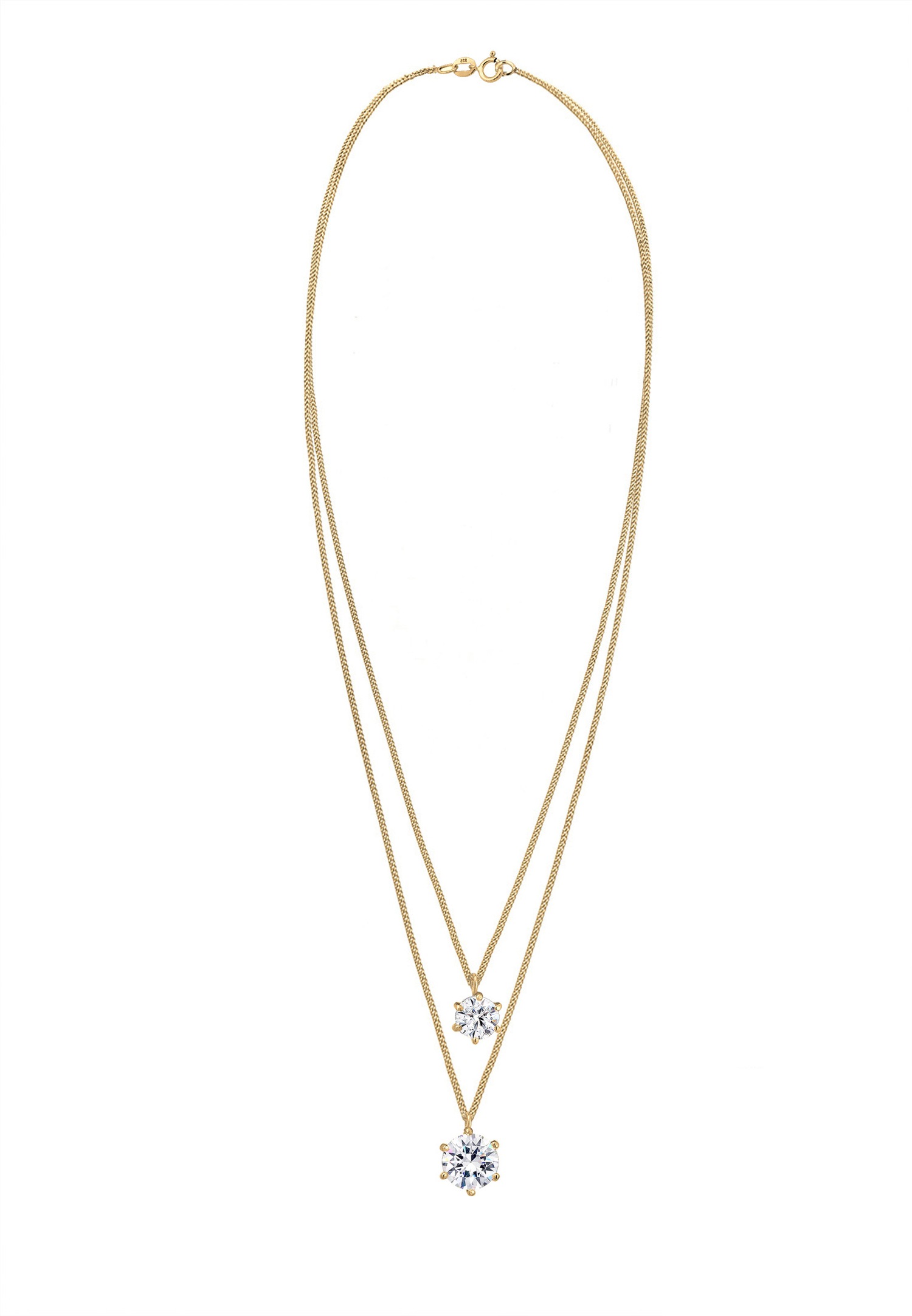 Collana da donna Elli Char Solitaire Basic a strati, look trendy con cristalli in argento sterling 925.