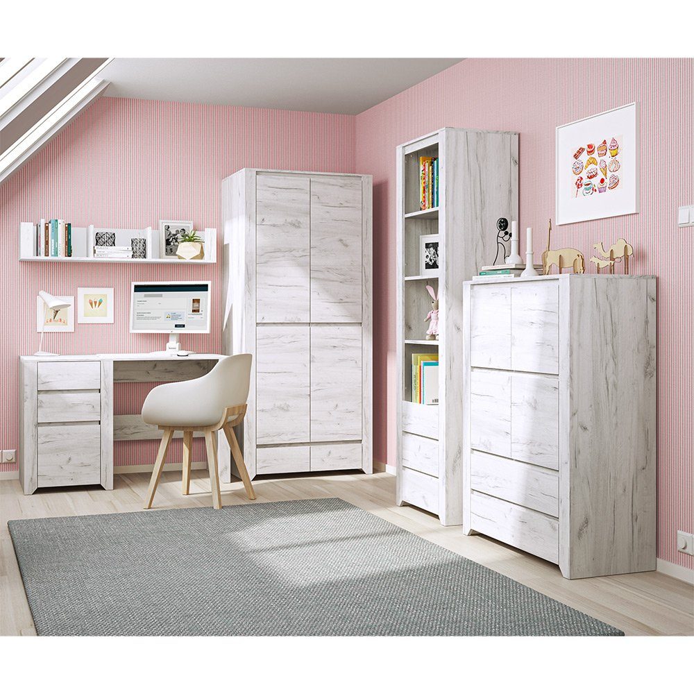 Lomadox Stauraumschrank AMANTEA-129 Regalschrank, Craft Eiche weiß