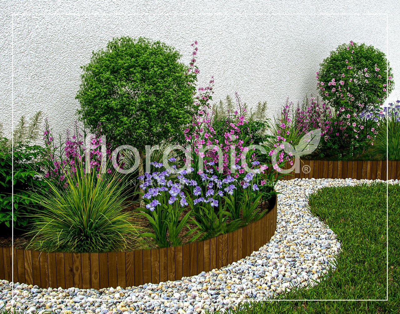 Pemicont Floranica Rollborder II Flexibler Holzzaun 203cm Höhe: 20cm Braun Imprägniert Kiefernholz Beeteinfassung Rasenkante Beetumrandungen
