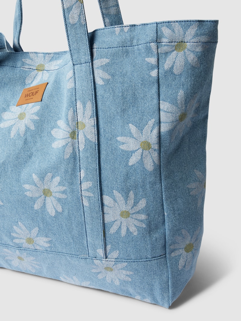 Shopper mit Allover-Muster Modell 'Drew' in jeans
