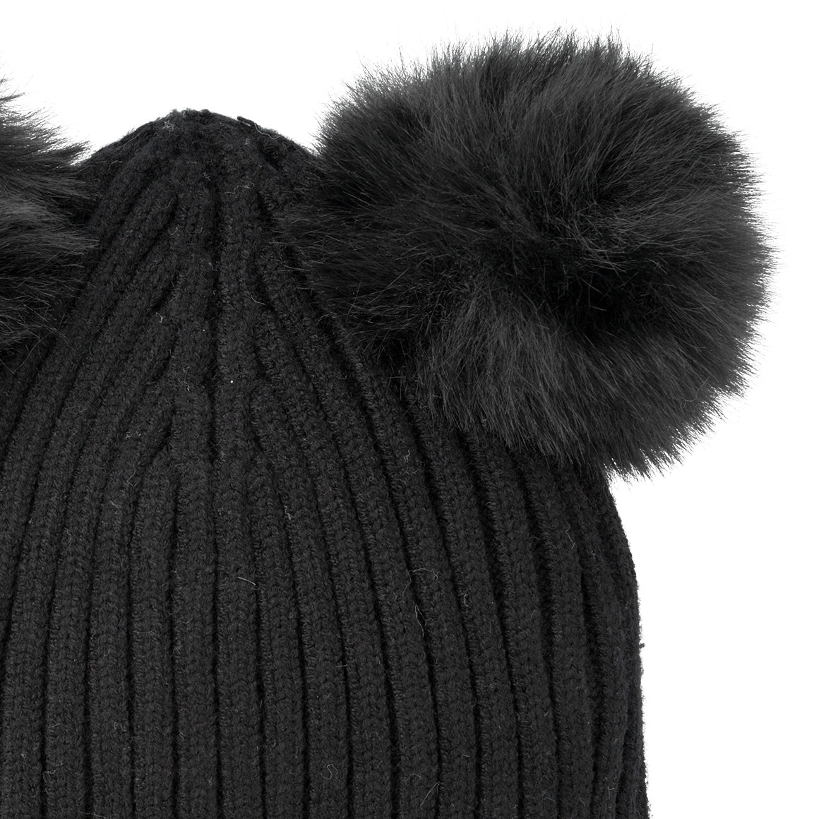 Mädchen Strickmütze mit 2 Bommeln