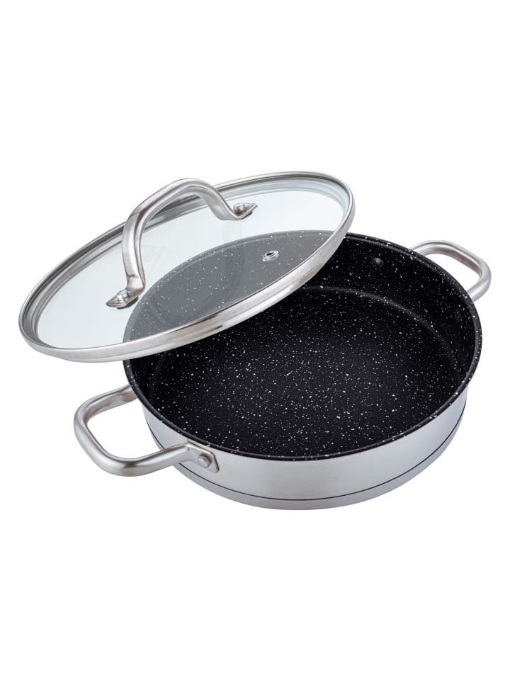 Michelino Servierpfanne Ø 28cm Serie Edelstahl Pfanne mit Glasdeckel in Silber günstig kaufen 28 cm