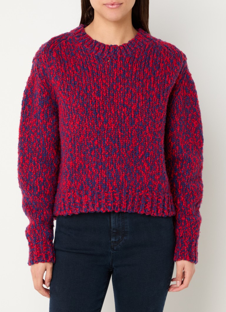 Pull en grosse maille de laine mélangée à motifs variés (FERMÉ)