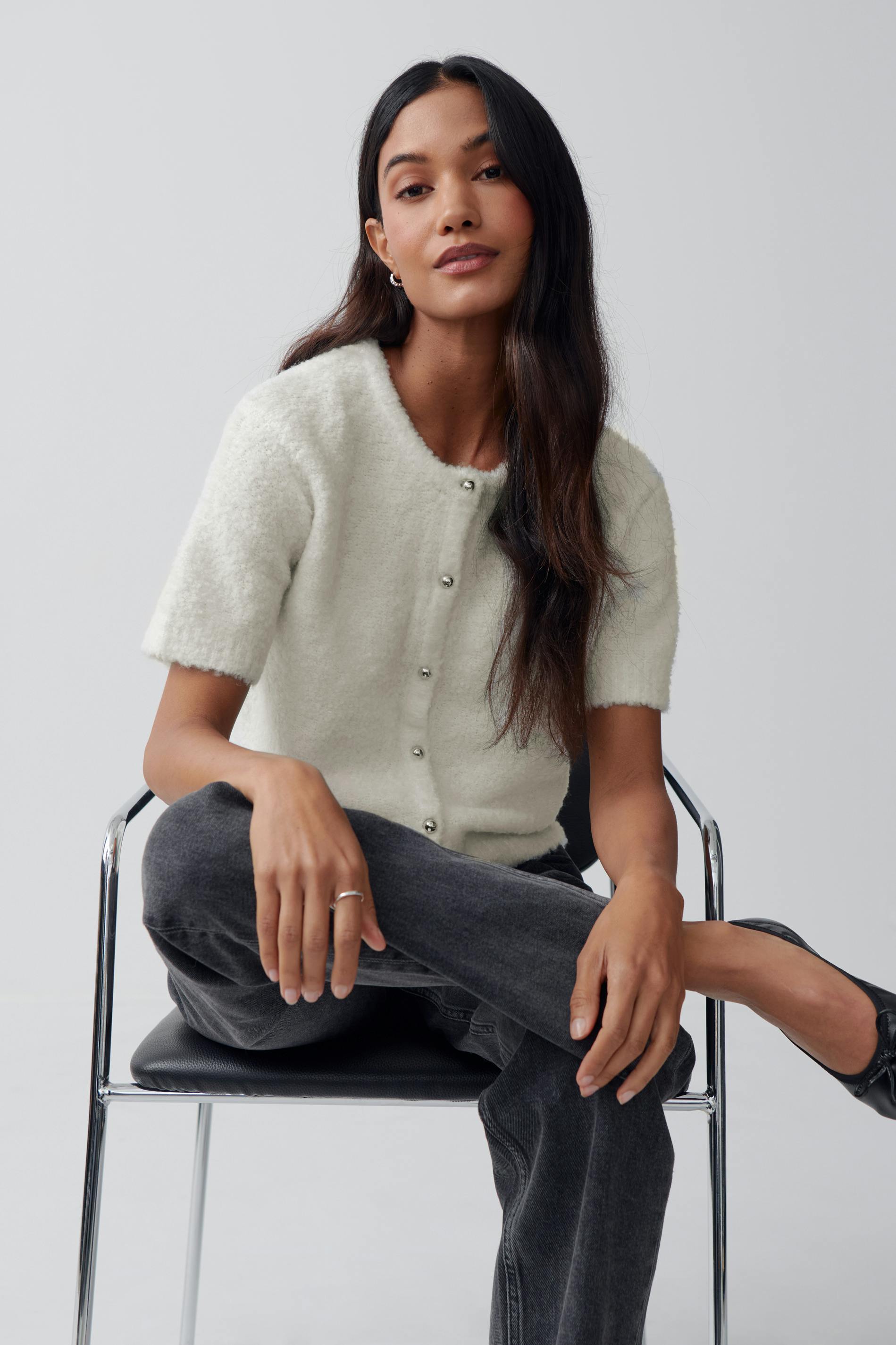 Knitted boucle cardigan