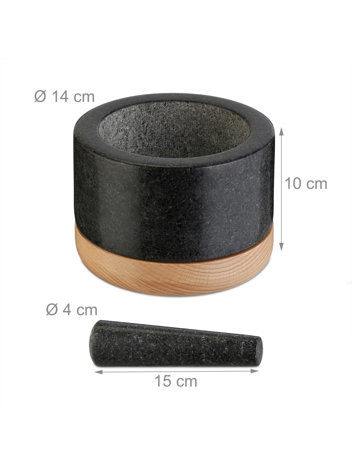 relaxdays Mörser mit Stößel in Schwarz/ Natur günstig kaufen onesize