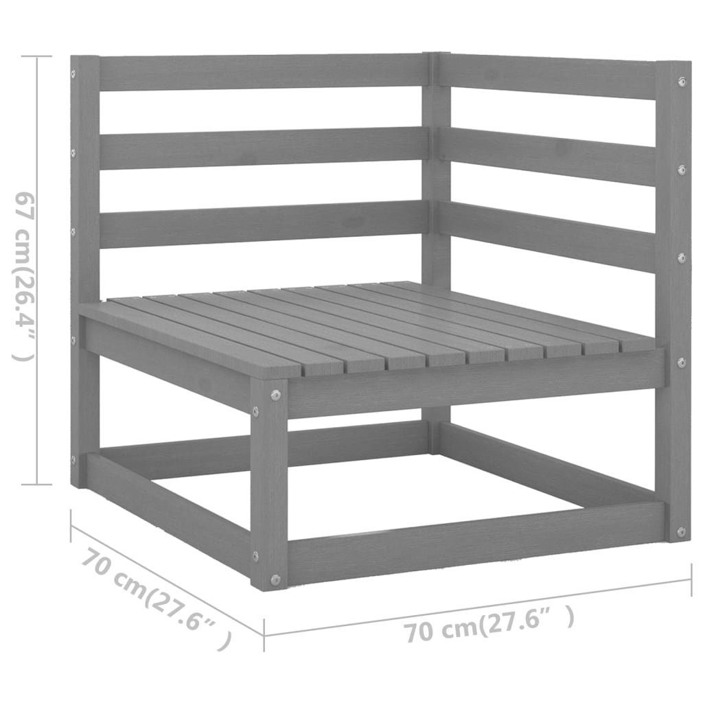 vidaXL Loungesofa 2-tlg. Garten-Lounge-Set mit Kissen Grau Kiefer Massivholz, 1 Teile