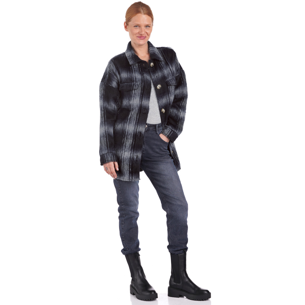 Damen Hemdjacke in Fell-Optik