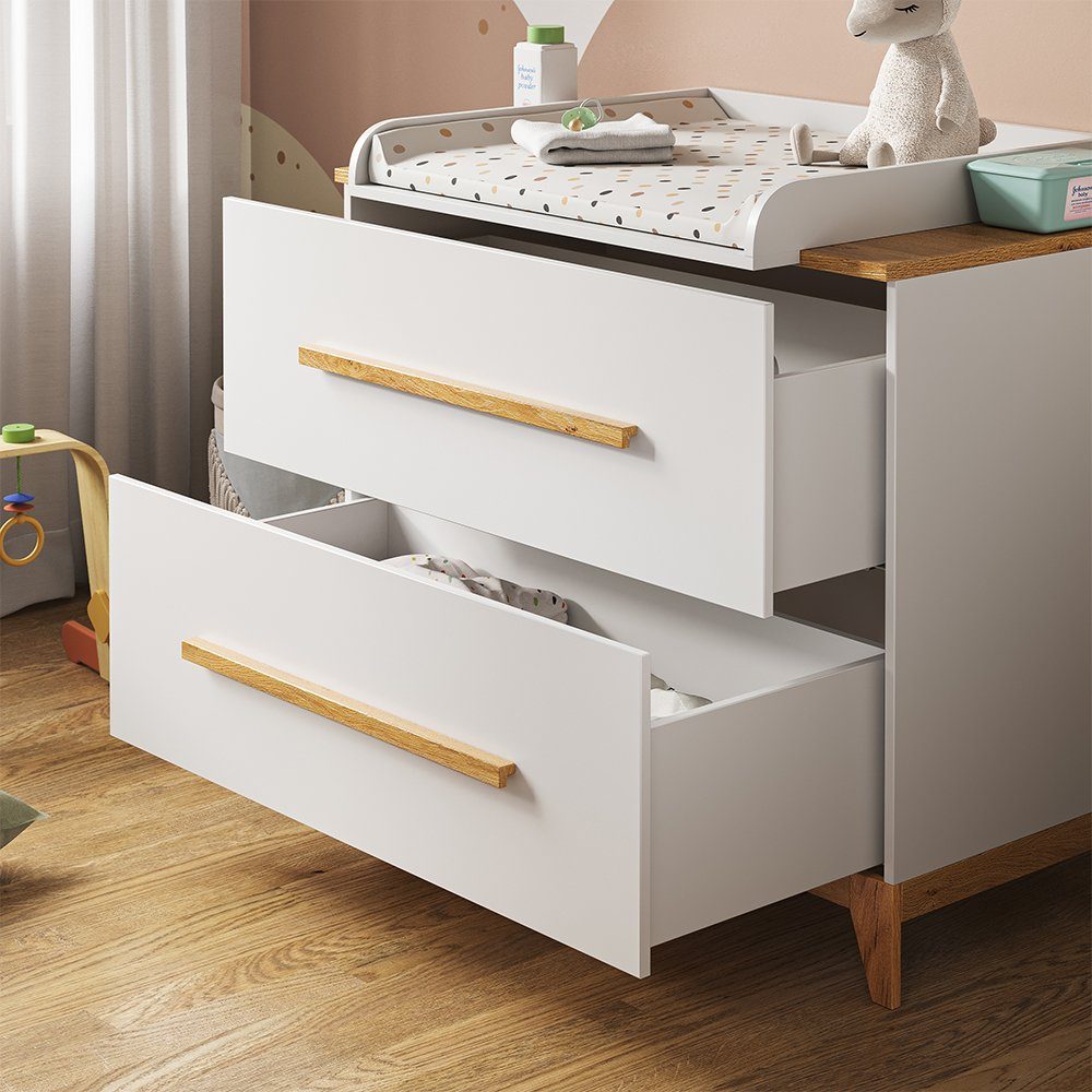 VitaliSpa® Wickelkommode Wickeltisch Malia Weiß Eiche