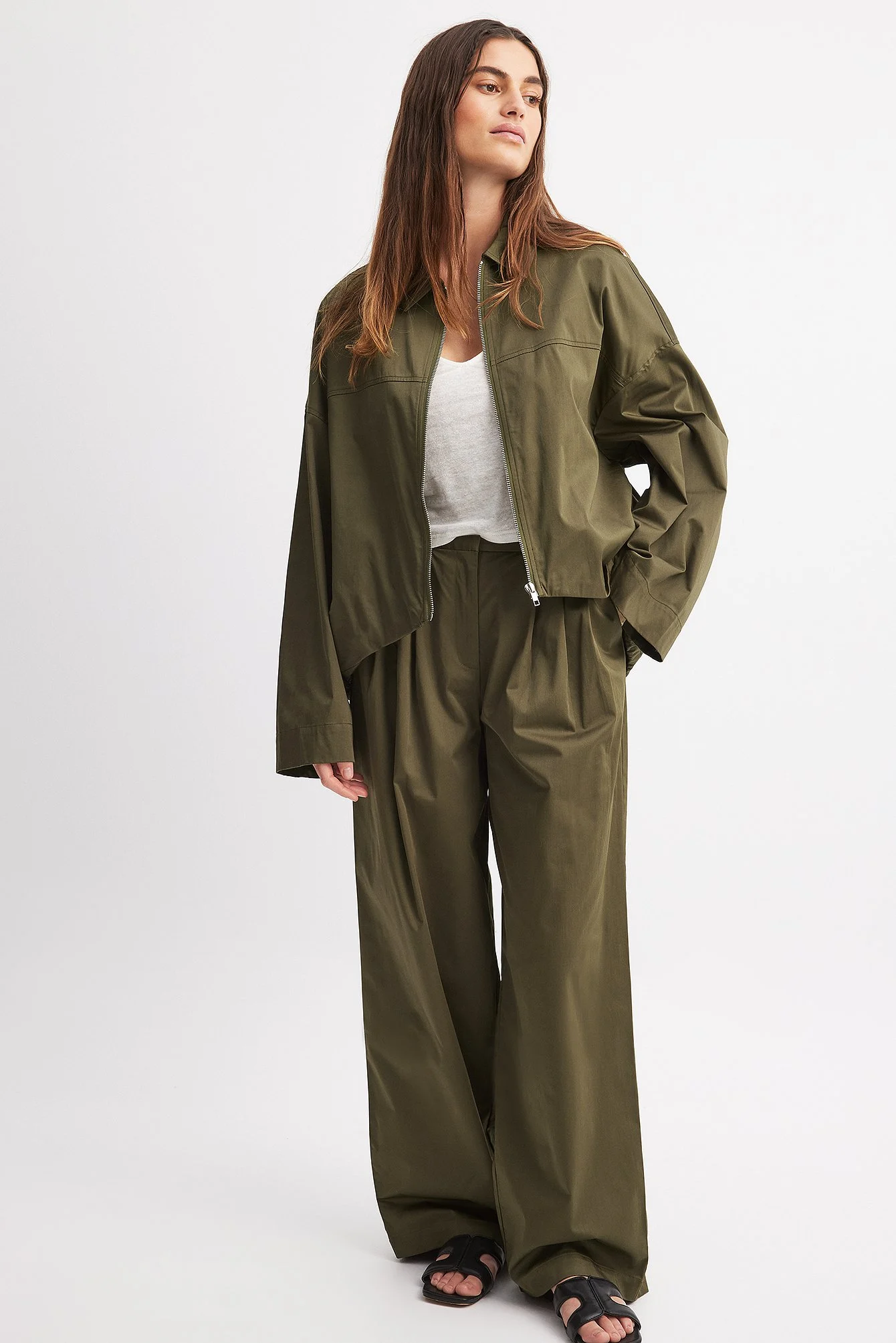 Baumwollhose mit halbhoher Taille