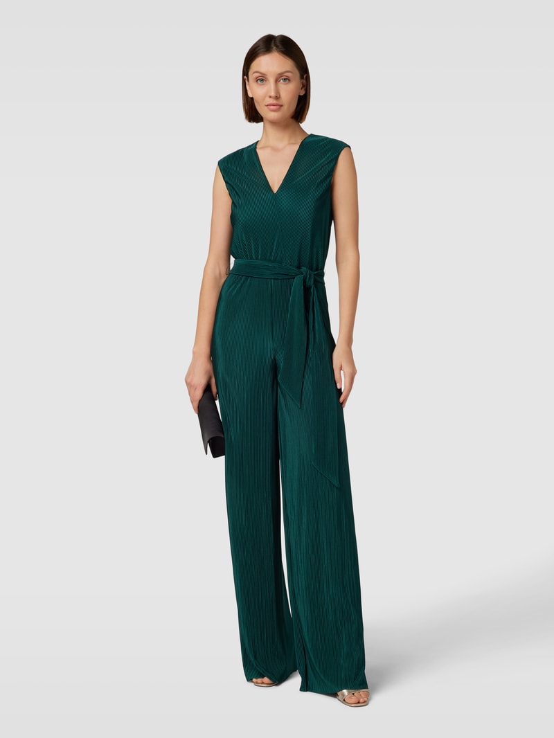 Jumpsuit mit Bindegürtel in grün