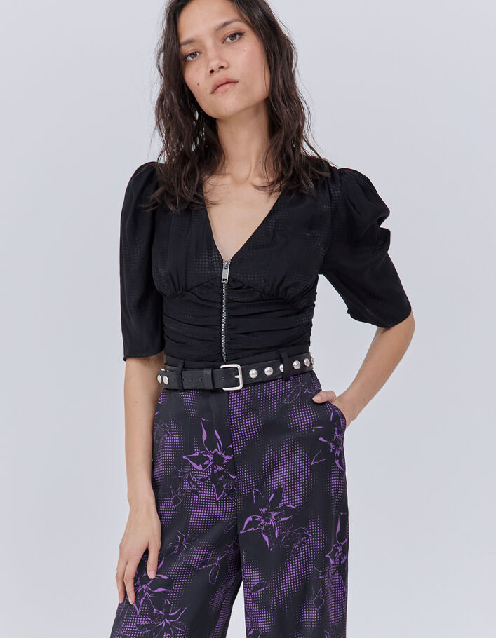 Ceinture noire cuir maxi clous Femme