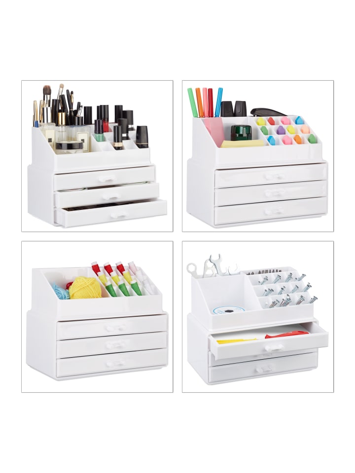 relaxdays 2x Make-Up-Organizer in Weiß günstig kaufen onesize