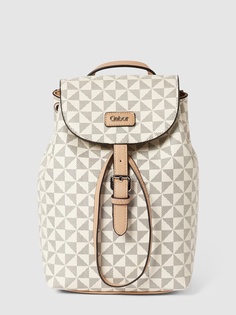 Rucksack mit Allover-Muster Modell 'Barina' in ecru