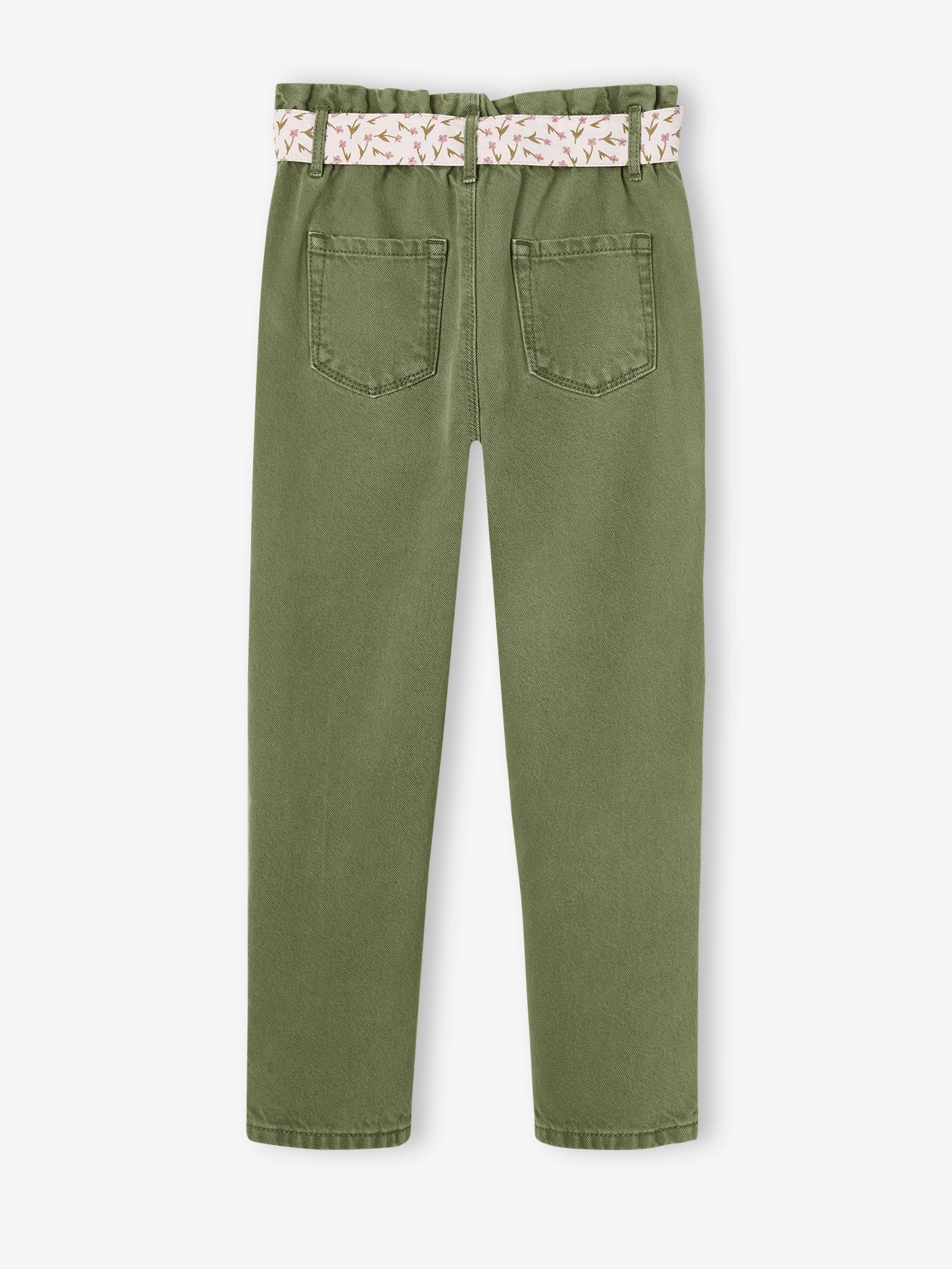 Vertbaudet Mädchen Paperbag-Hose mit Stoffgürtel - grün