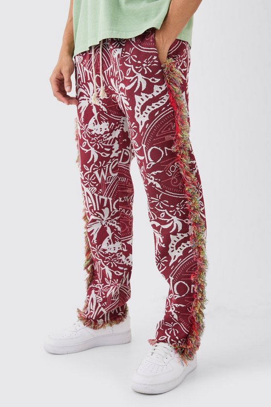 Ausgefranste Hose mit geradem Bein und elastischem Bund