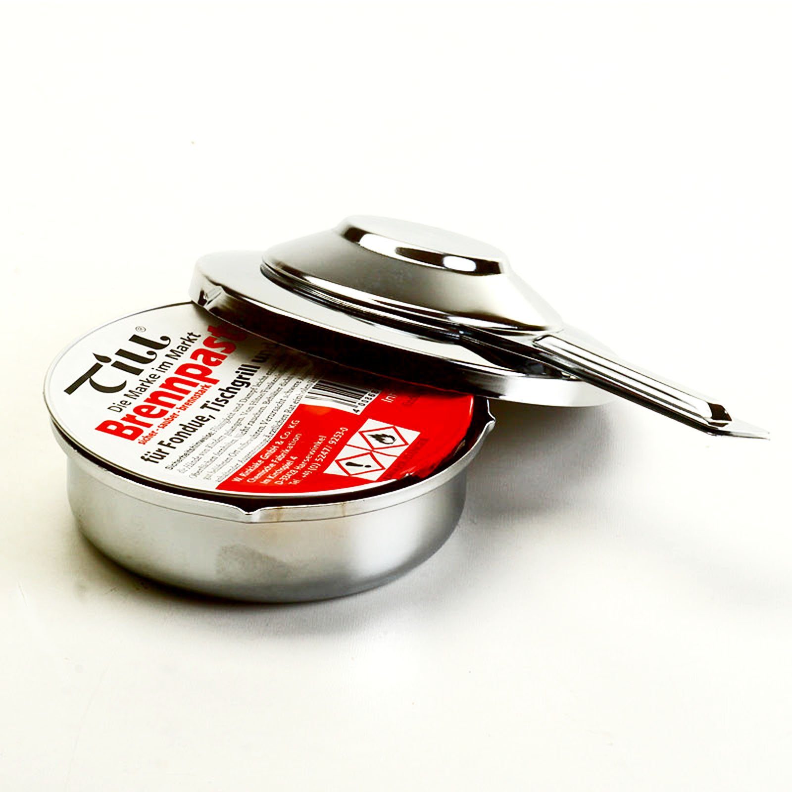 Till Bioethanol Pastenbrenner Spiritusbrenner Rechaud Brenner Fondue Speisewärmer, verchromt mit 4x Ethanol Brennpaste a 80 g