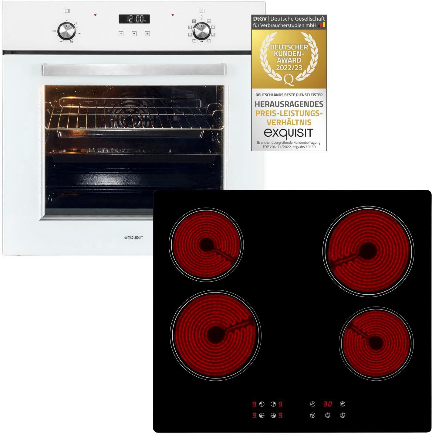 exquisit Backofen-Set BAKO76601H, mit Teleskopauszug nachrüstbar